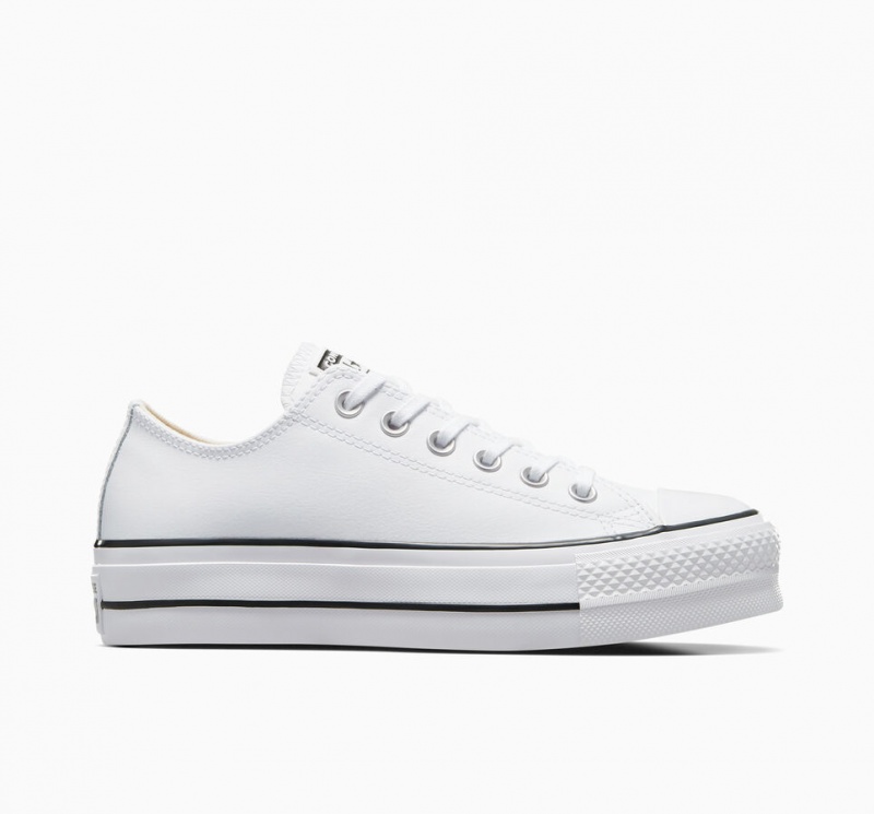 Converse Chuck Taylor All Star Lift Platform Bőr Fehér Fekete Fehér | 382DOLTYJ