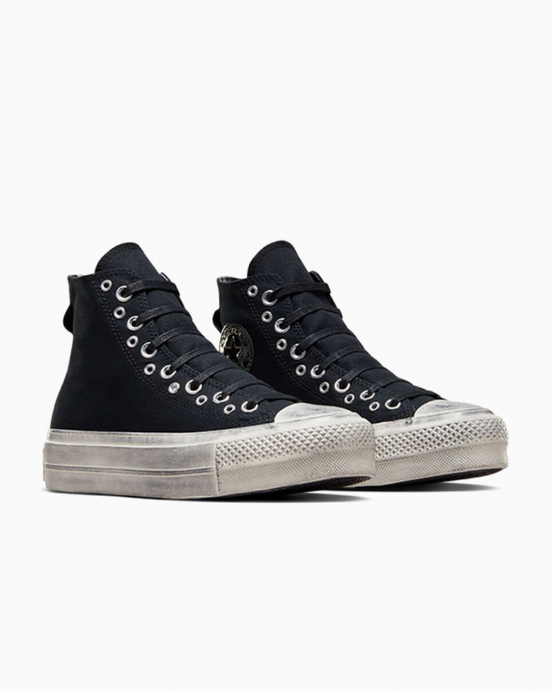 Converse Chuck Taylor All Star Lift Platform Punk Fekete Fekete | 439IMHPFJ