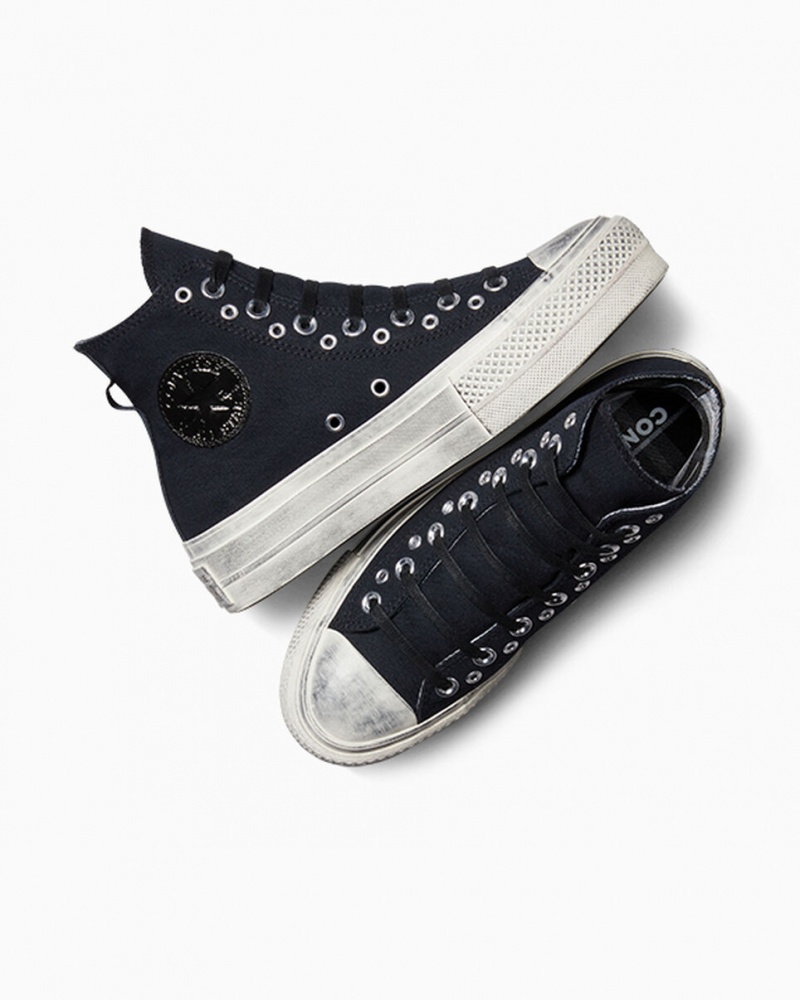 Converse Chuck Taylor All Star Lift Platform Punk Fekete Fekete | 439IMHPFJ