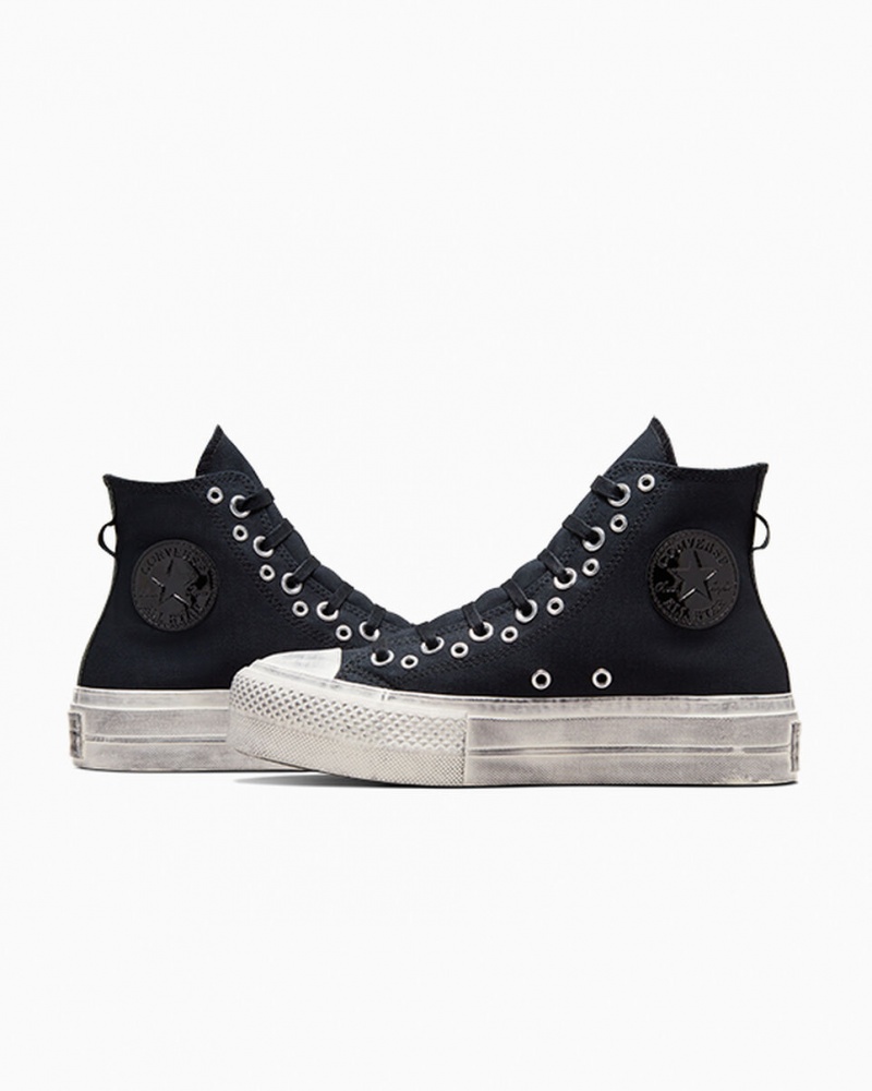 Converse Chuck Taylor All Star Lift Platform Punk Fekete Fekete | 439IMHPFJ