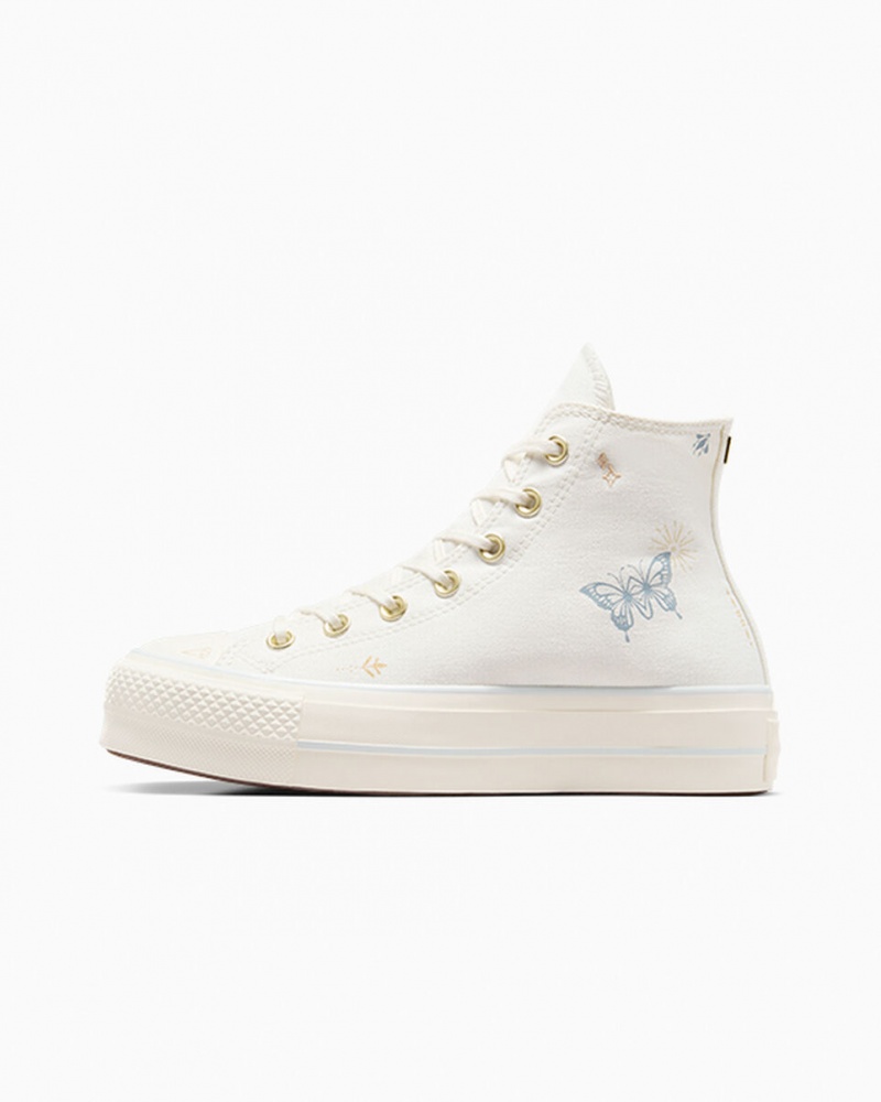 Converse Chuck Taylor All Star Lift Platform Tiny Tattoos Fehér Kék | 642ZBIPYD