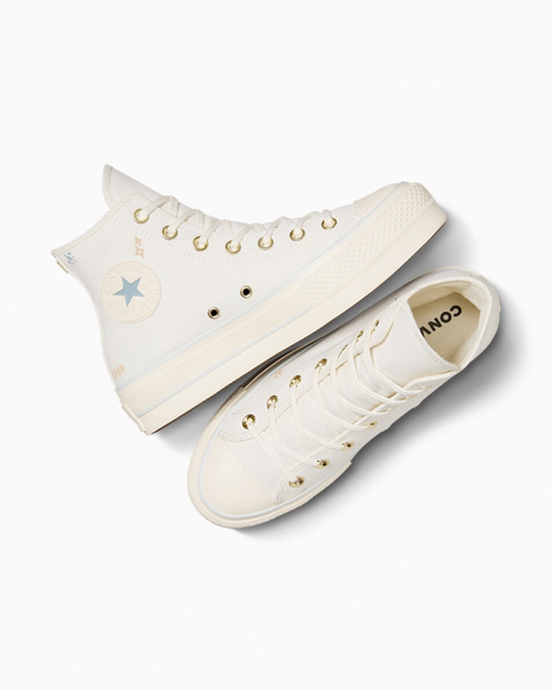 Converse Chuck Taylor All Star Lift Platform Tiny Tattoos Fehér Kék | 642ZBIPYD