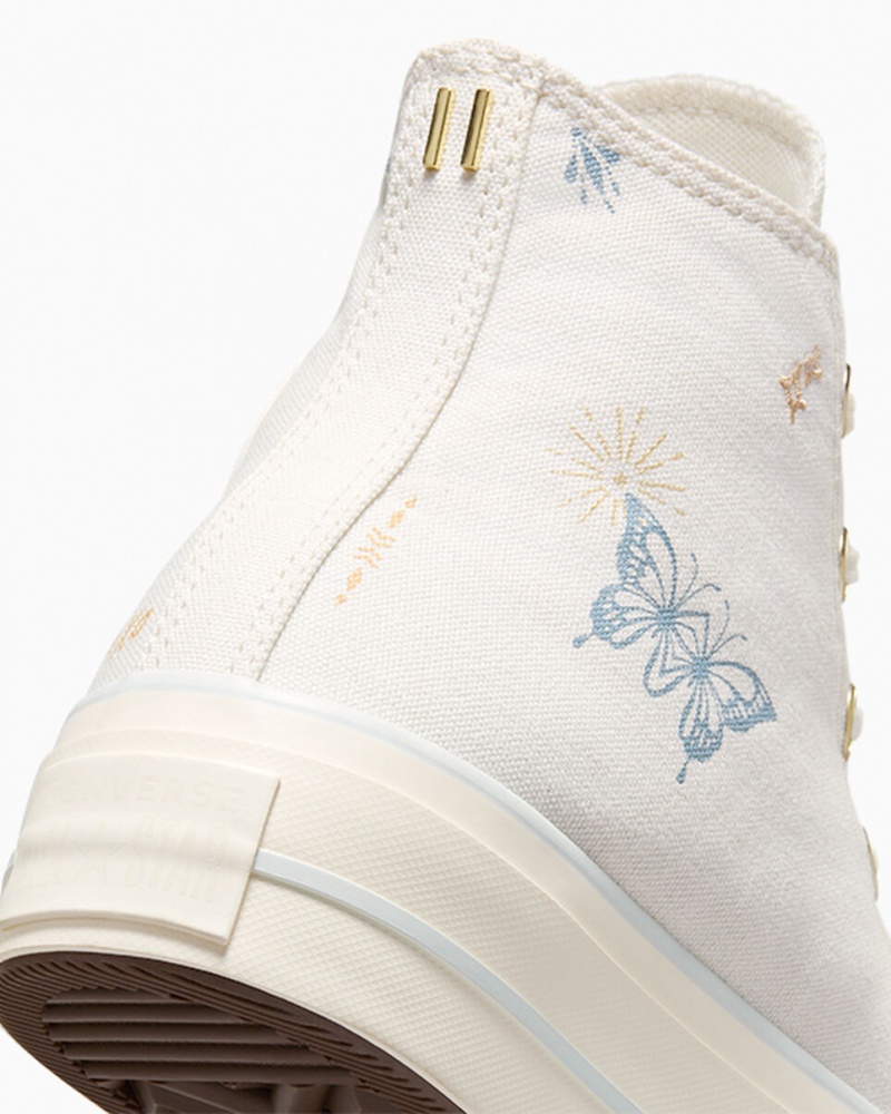 Converse Chuck Taylor All Star Lift Platform Tiny Tattoos Fehér Kék | 785UVZCMO