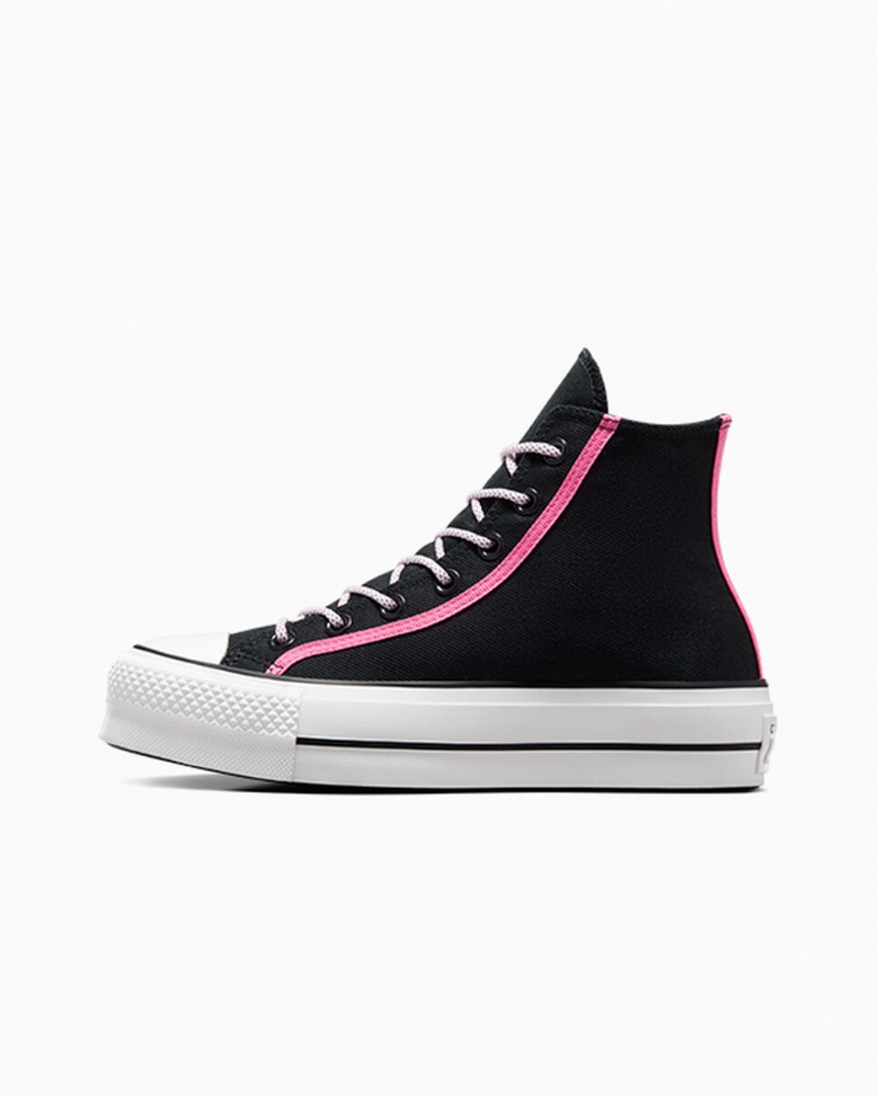 Converse Chuck Taylor All Star Lift Platform Utility Twist Fekete Rózsaszín Fehér | 398ZWNMJH