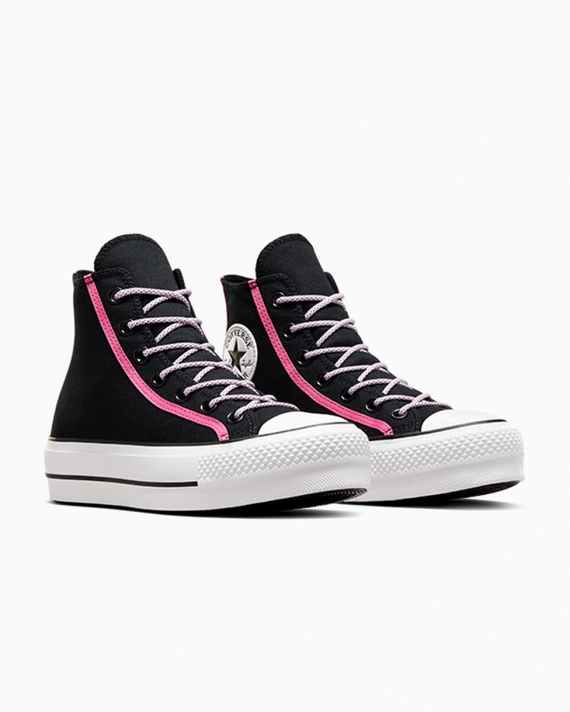 Converse Chuck Taylor All Star Lift Platform Utility Twist Fekete Rózsaszín Fehér | 398ZWNMJH