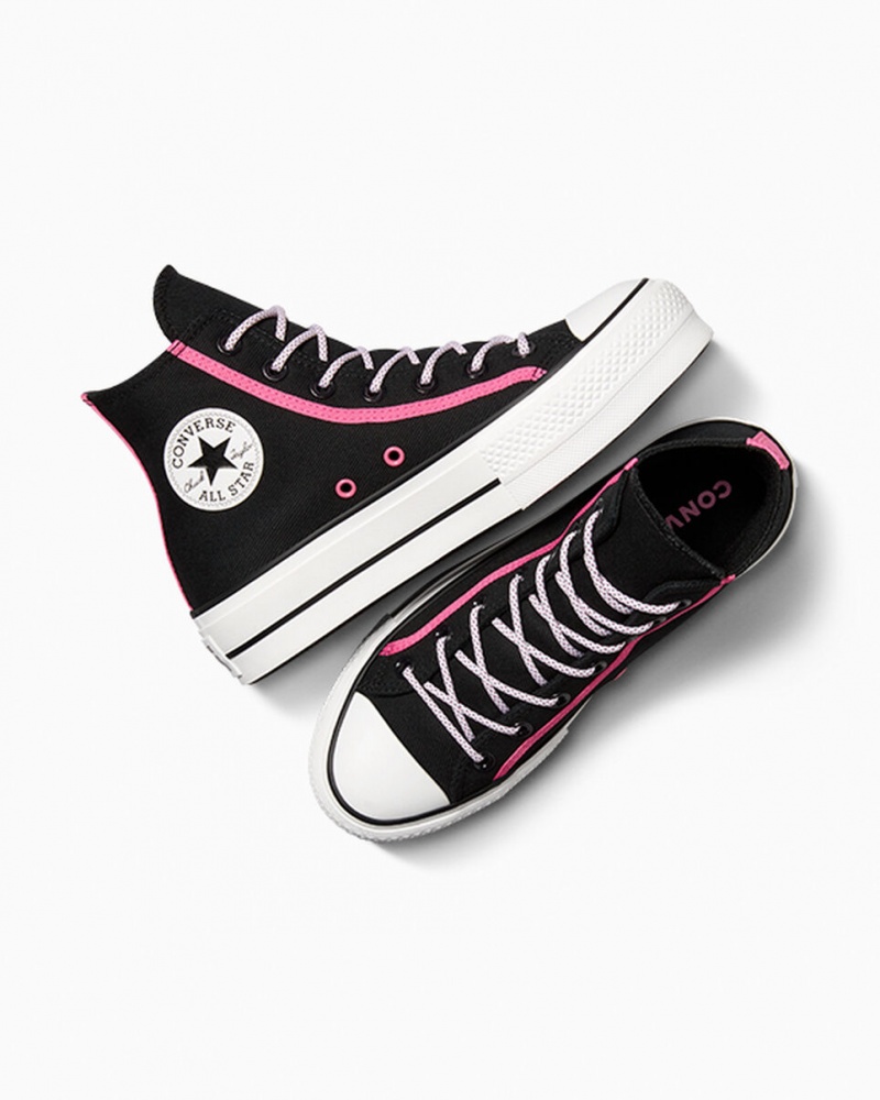 Converse Chuck Taylor All Star Lift Platform Utility Twist Fekete Rózsaszín Fehér | 398ZWNMJH