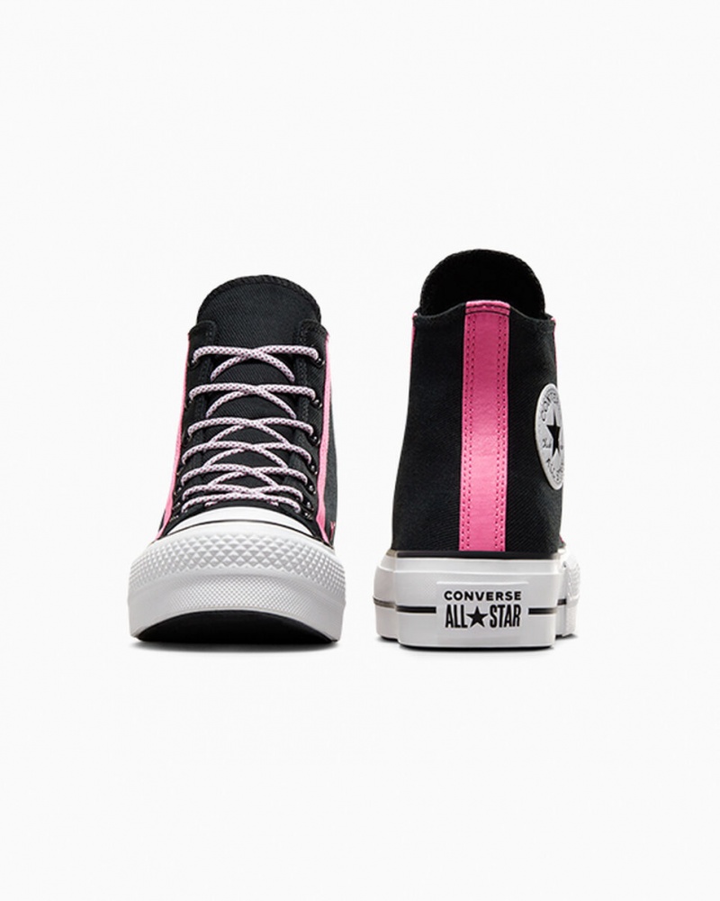 Converse Chuck Taylor All Star Lift Platform Utility Twist Fekete Rózsaszín Fehér | 398ZWNMJH