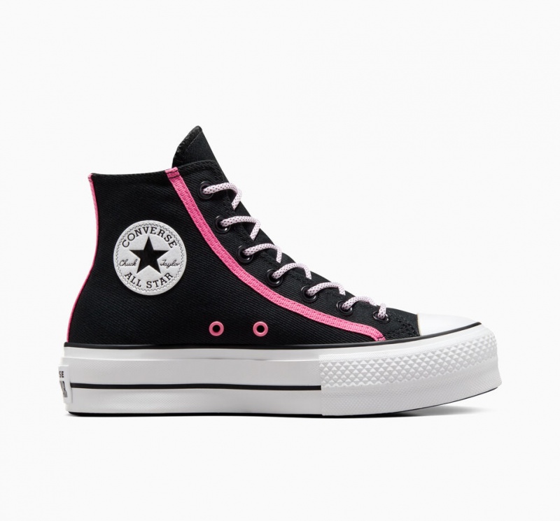 Converse Chuck Taylor All Star Lift Platform Utility Twist Fekete Rózsaszín Fehér | 398ZWNMJH