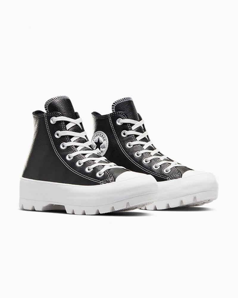 Converse Chuck Taylor All Star Lugged Bőr Fekete Fehér Fehér | 537AMTFBD