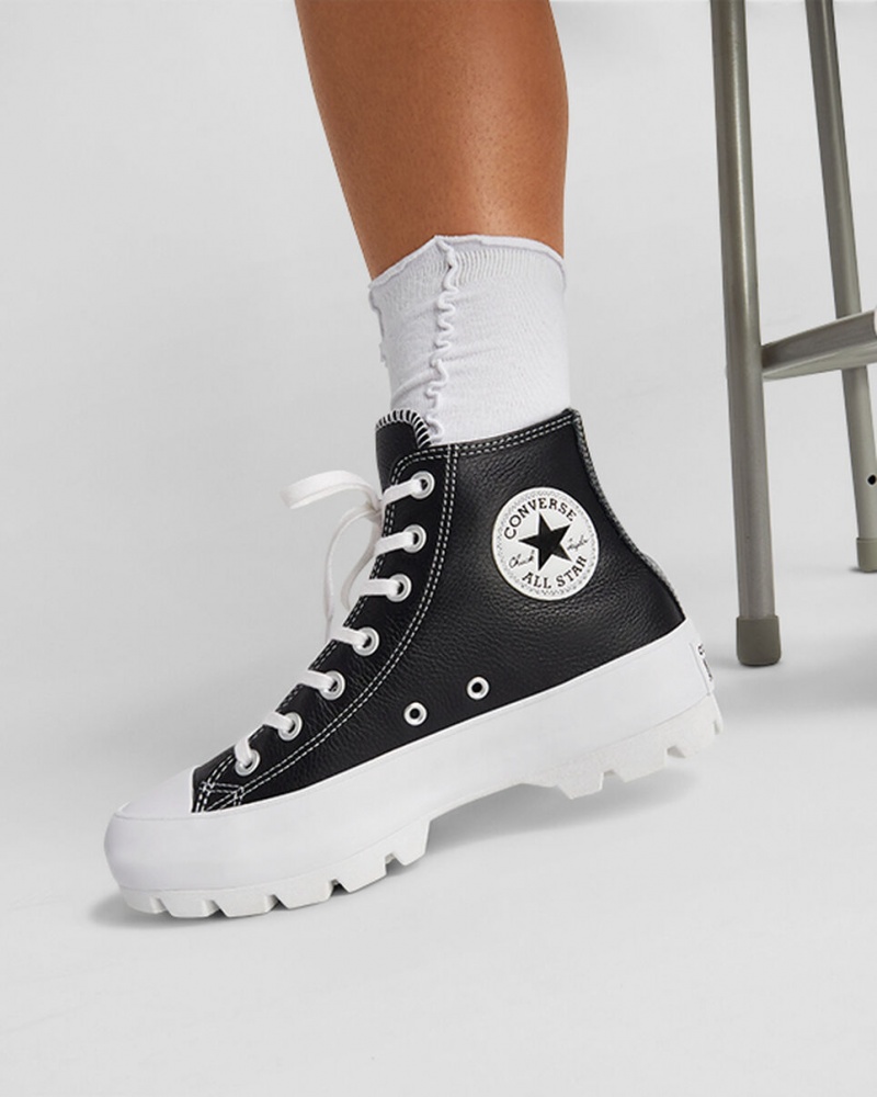 Converse Chuck Taylor All Star Lugged Bőr Fekete Fehér Fehér | 537AMTFBD