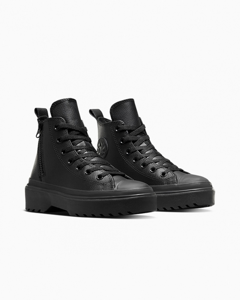 Converse Chuck Taylor All Star Lugged Lift Platform Bőr Fekete Fekete Fekete | 182KPZNSW