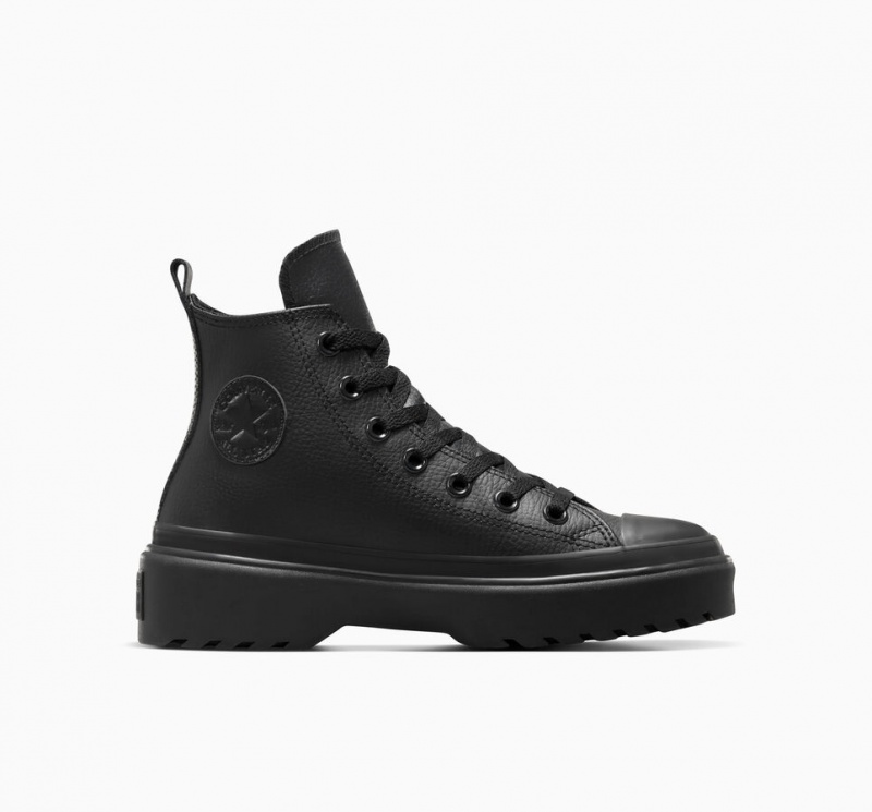 Converse Chuck Taylor All Star Lugged Lift Platform Bőr Fekete Fekete Fekete | 182KPZNSW