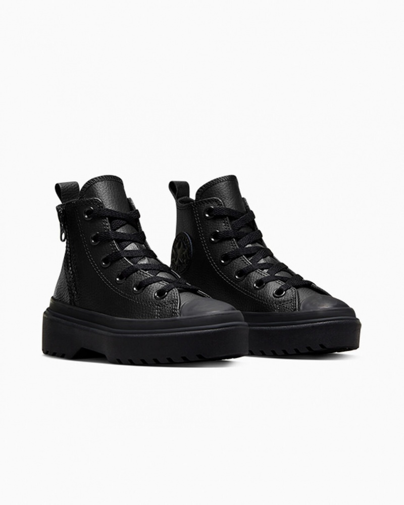 Converse Chuck Taylor All Star Lugged Lift Platform Bőr Fekete Fekete Fekete | 432KVBHNO