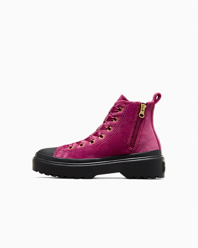 Converse Chuck Taylor All Star Lugged Lift Platform Velvet Fekete Fekete | 457FYHWJU