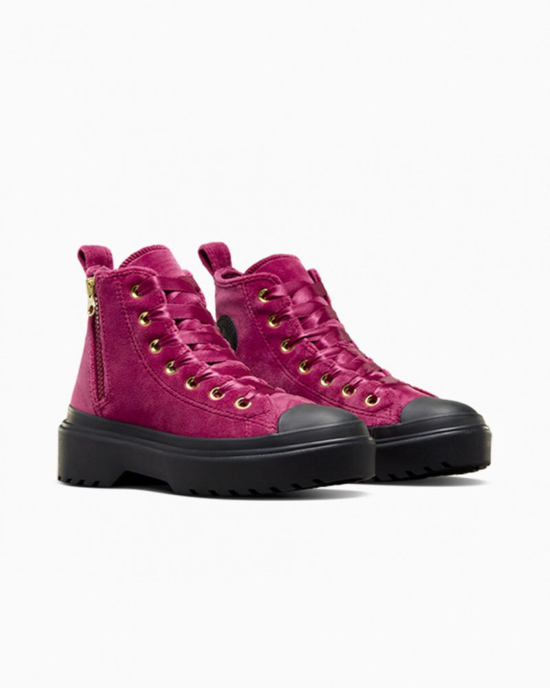 Converse Chuck Taylor All Star Lugged Lift Platform Velvet Fekete Fekete | 457FYHWJU