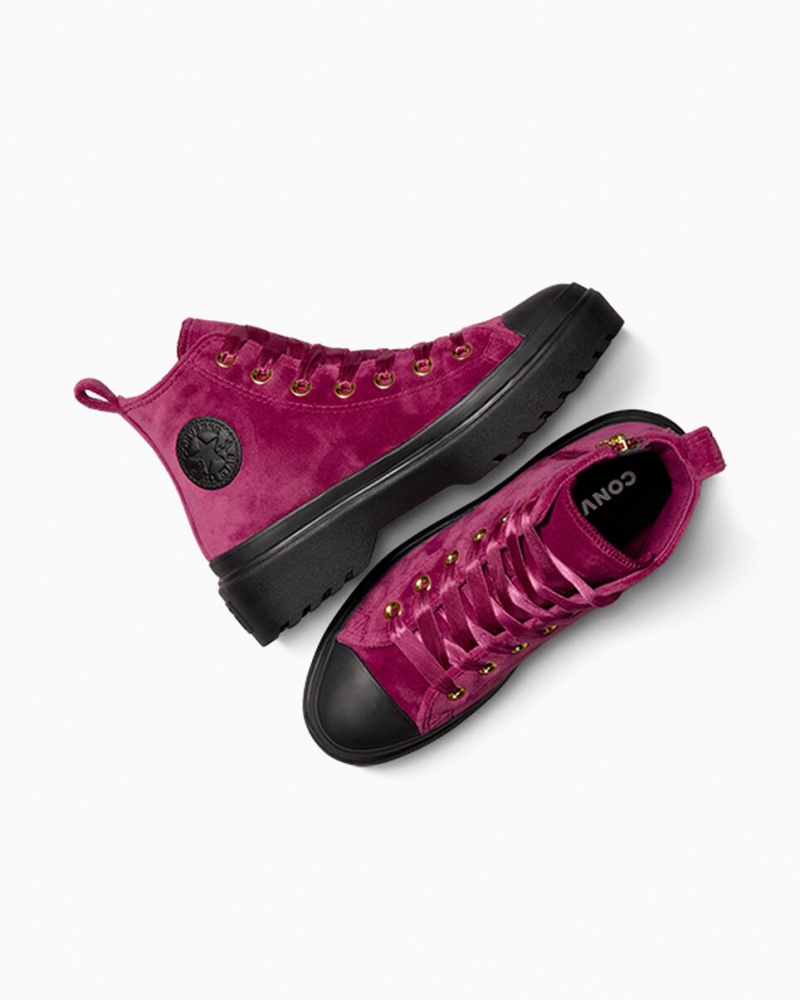 Converse Chuck Taylor All Star Lugged Lift Platform Velvet Fekete Fekete | 457FYHWJU