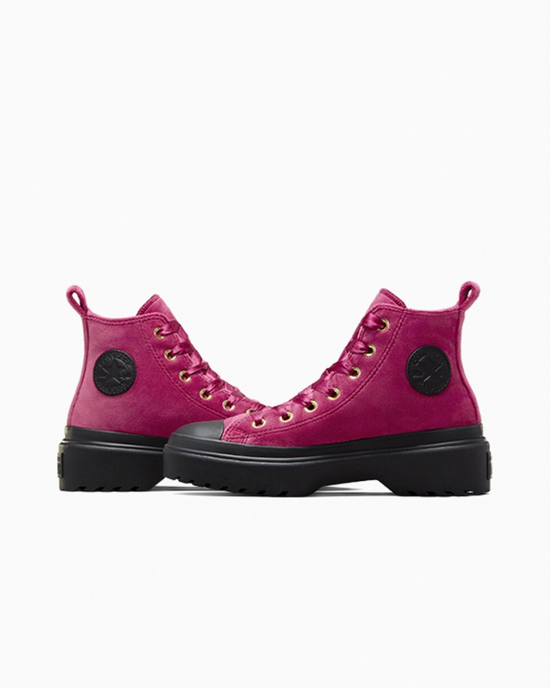 Converse Chuck Taylor All Star Lugged Lift Platform Velvet Fekete Fekete | 457FYHWJU