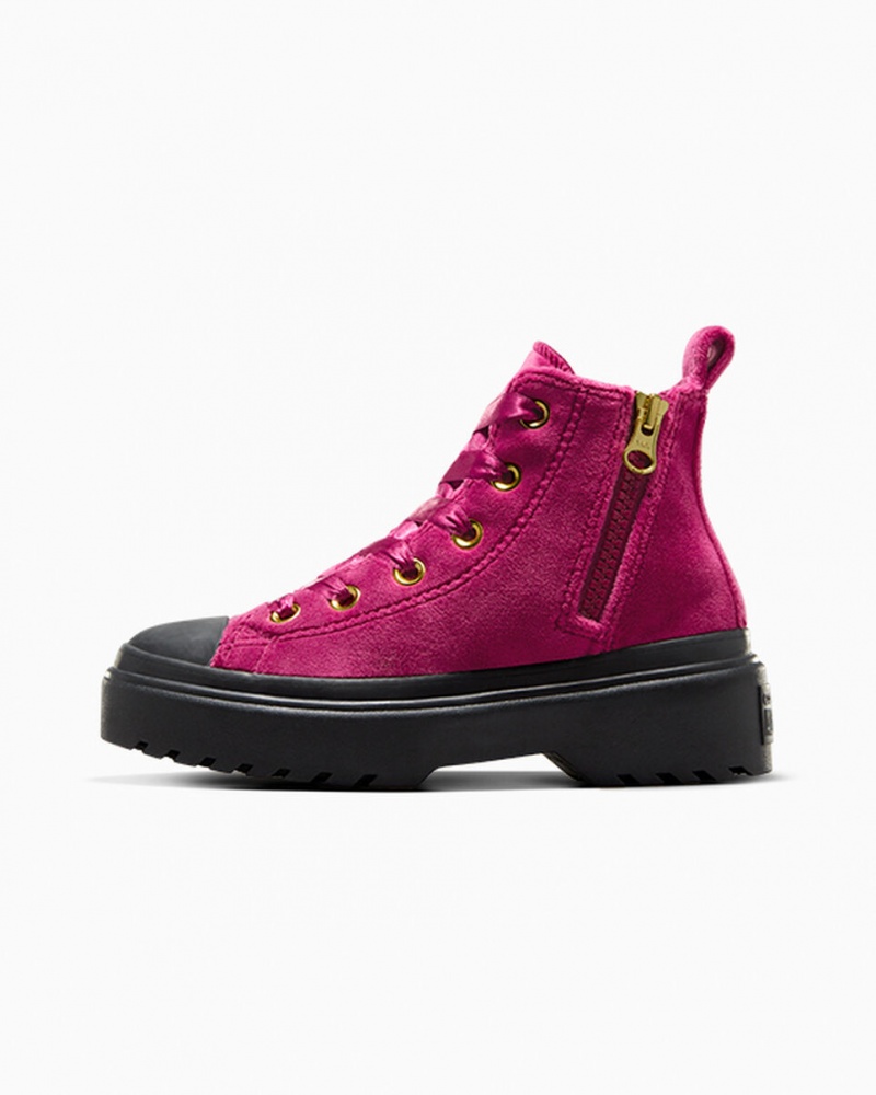 Converse Chuck Taylor All Star Lugged Lift Platform Velvet Fekete Fekete | 596PBFGZJ