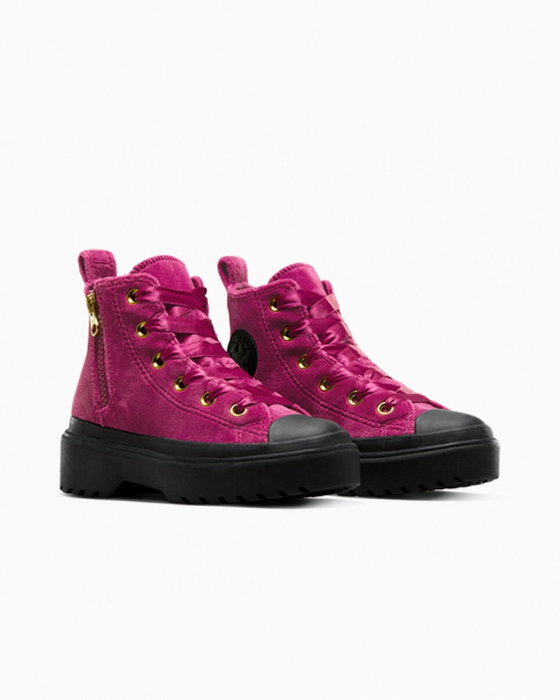 Converse Chuck Taylor All Star Lugged Lift Platform Velvet Fekete Fekete | 596PBFGZJ