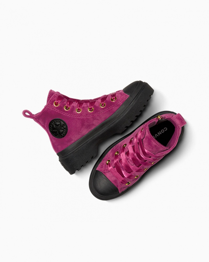 Converse Chuck Taylor All Star Lugged Lift Platform Velvet Fekete Fekete | 596PBFGZJ