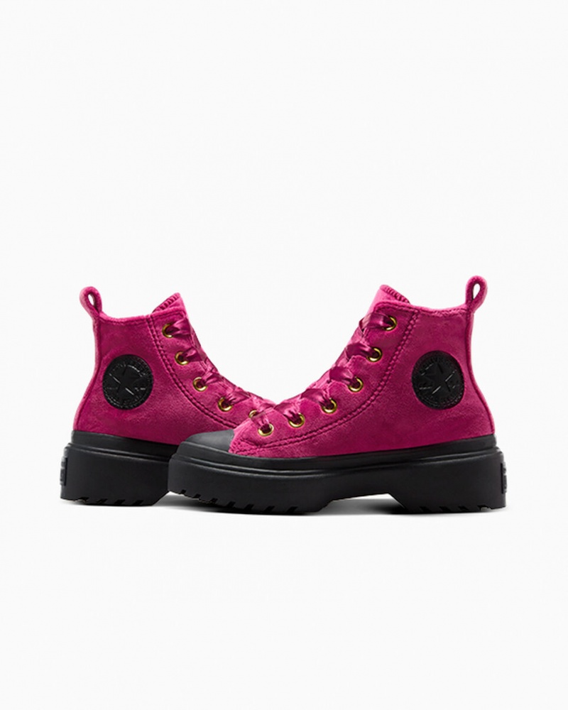 Converse Chuck Taylor All Star Lugged Lift Platform Velvet Fekete Fekete | 596PBFGZJ