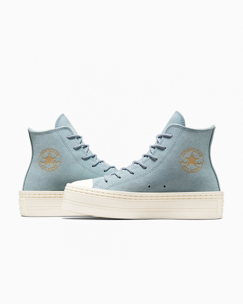 Converse Chuck Taylor All Star Modern Lift Platform Velúr Kék | 610COQPNL