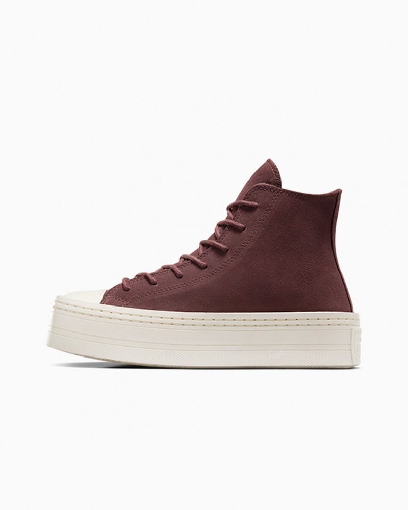 Converse Chuck Taylor All Star Modern Lift Platform Velúr Barna | 485NSEVTO