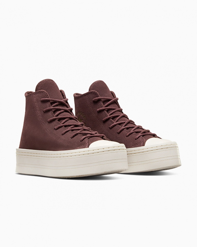 Converse Chuck Taylor All Star Modern Lift Platform Velúr Barna | 485NSEVTO