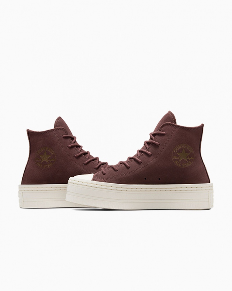 Converse Chuck Taylor All Star Modern Lift Platform Velúr Barna | 485NSEVTO