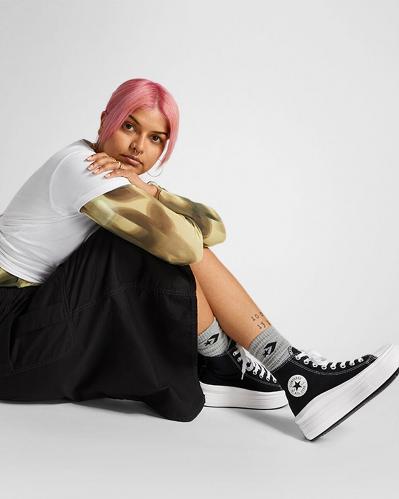 Converse Chuck Taylor All Star Move Platform Fekete Fehér | 412KRVPAS