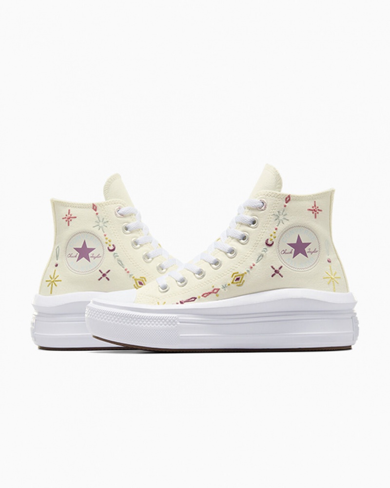 Converse Chuck Taylor All Star Move Platform Alchemy Embroidery Fehér | 241ZXKJLM