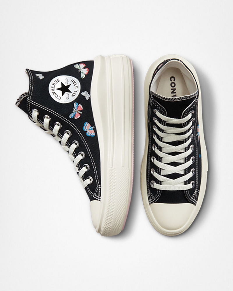 Converse Chuck Taylor All Star Move Platform Butterfly Wings Fekete Rózsaszín | 058GKQPHC