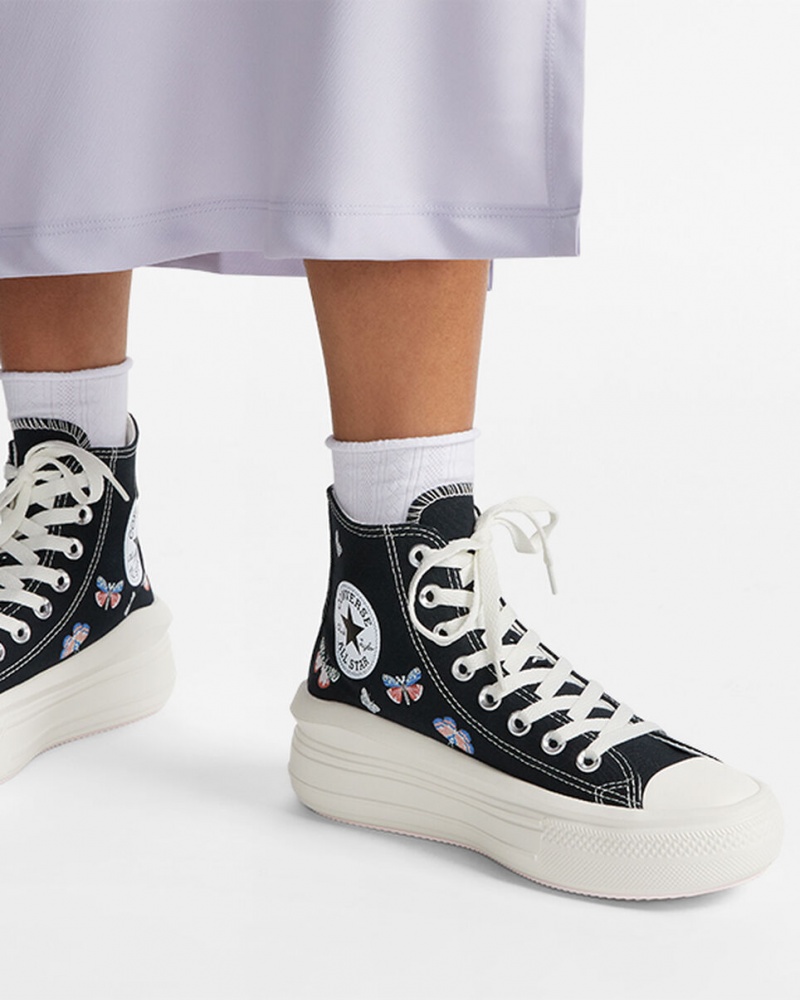 Converse Chuck Taylor All Star Move Platform Butterfly Wings Fekete Rózsaszín | 058GKQPHC