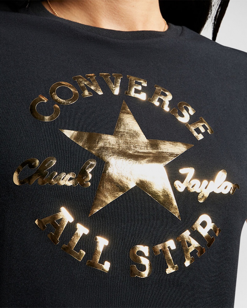 Converse Chuck Taylor Patch Cropped T-Shirt Fekete | 270AMLDIQ