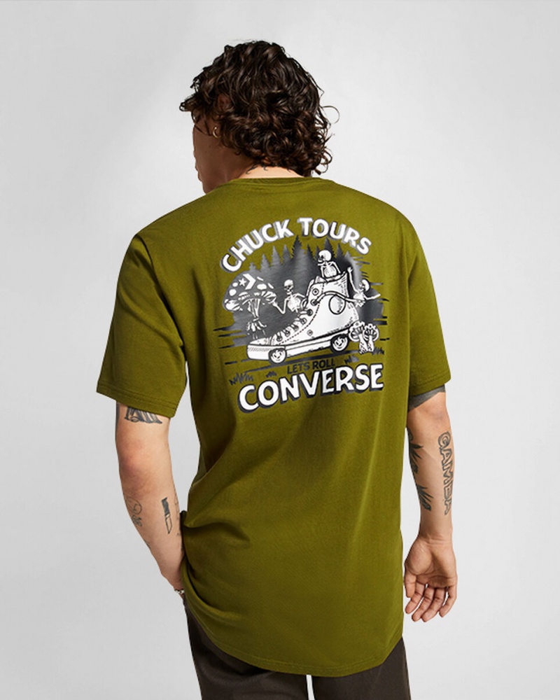 Converse Chuck Tours Grafika T-Shirt Zöld | 968MOBNXW