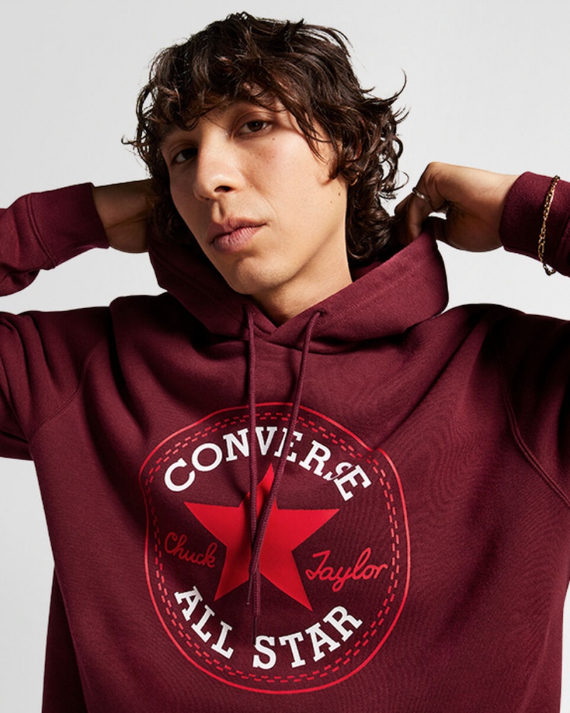 Converse Converse Go-To All Star Patch Standard-Fit Fleece Pullover Hoodie Mélybordó | 807VRPBFJ