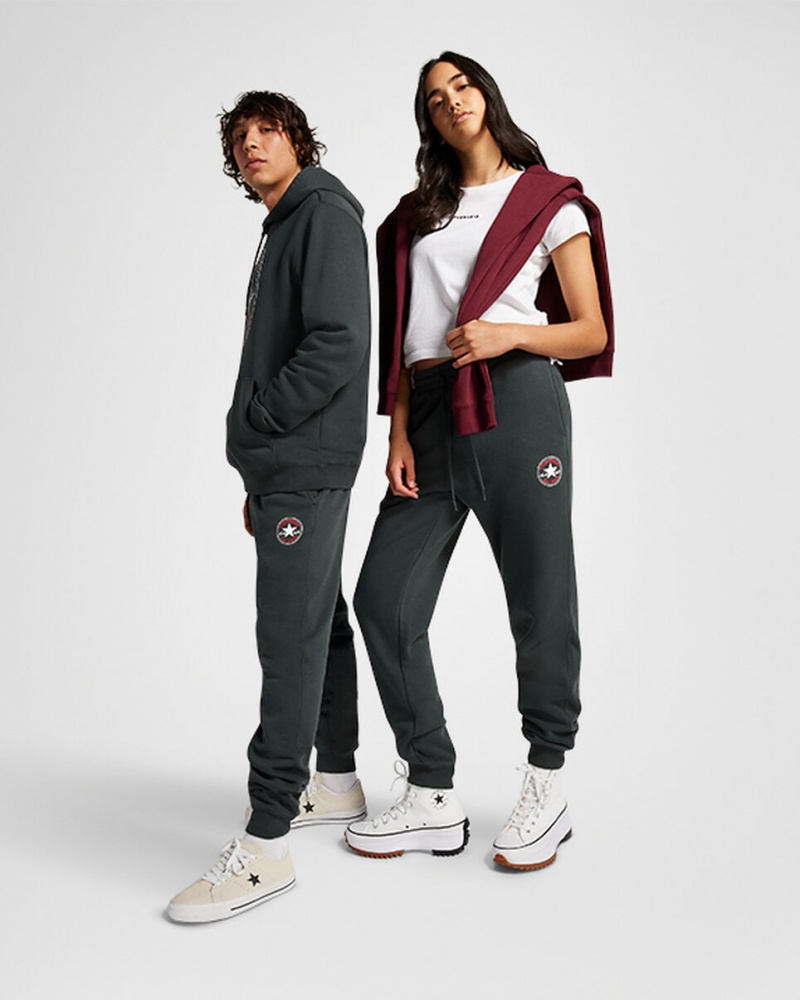 Converse Converse Go-To All Star Patch Standard-Fit Fleece Sweatpants Zöld | 764FZYBCW