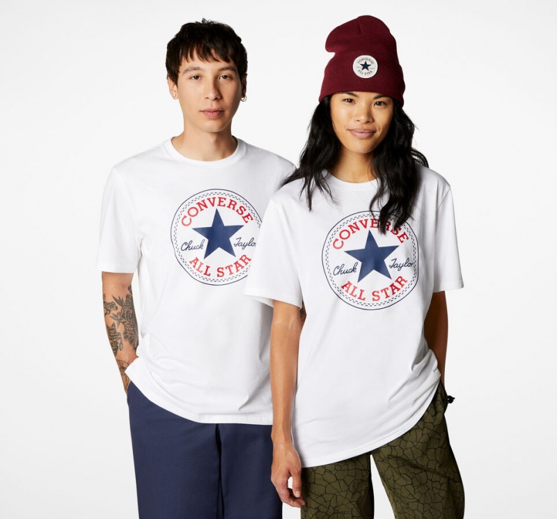 Converse Converse Go-To All Star Patch Standard-Fit T-Shirt Fehér | 270TMDAKC