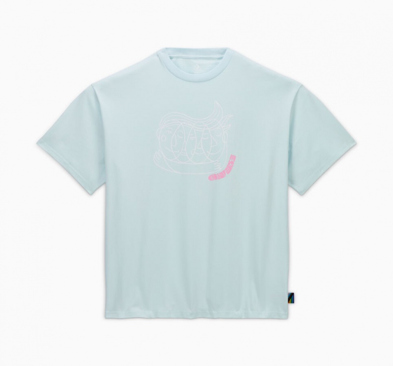 Converse Converse Go-To All Star Pride Together T-Shirt Aqua Mist | 237YFTNZK