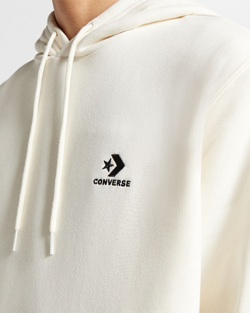 Converse Converse Go-To Embroidered Star Chevron Standard-Fit Fleece Hoodie Egret | 781XHGJQM