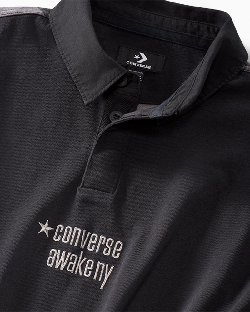 Converse Converse x Awake NY Rugby Shirt Fekete | 017GNPAFV