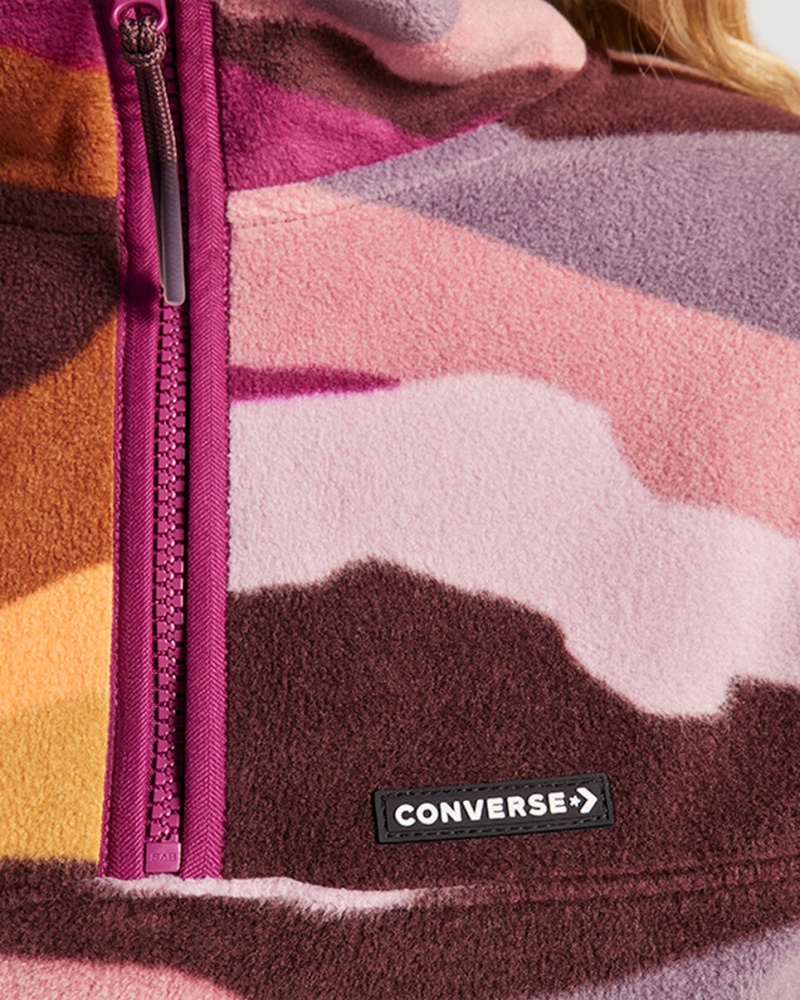 Converse Counter Climate Polar Fleece Abstract Half-Zip Popover Phantom Violet Multi | 347STEUXW