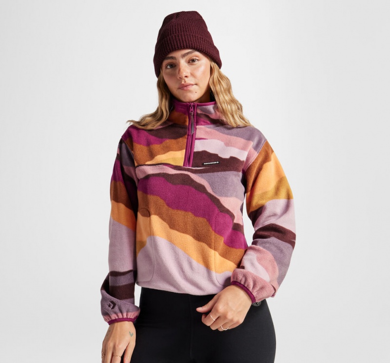 Converse Counter Climate Polar Fleece Abstract Half-Zip Popover Phantom Violet Multi | 347STEUXW