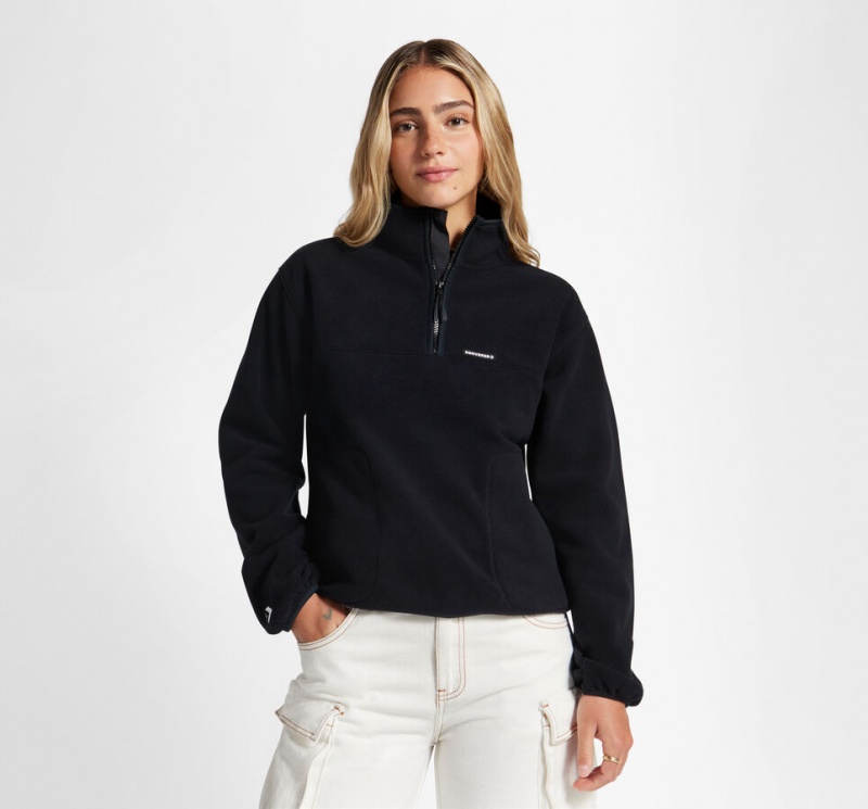 Converse Counter Climate Polar Fleece Half-Zip Popover Fekete | 138OVRJTY