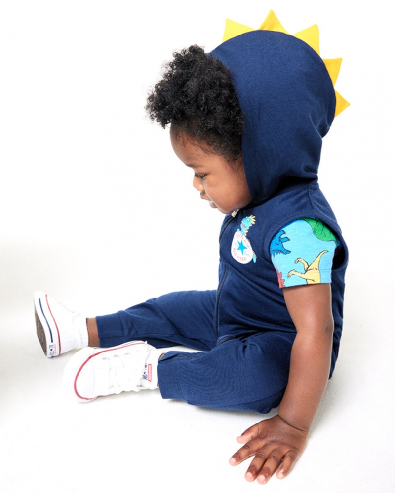 Converse Dino Explorer Csuklyás Coverall & Bodysuit Set Sötétkék | 435WTBGIQ