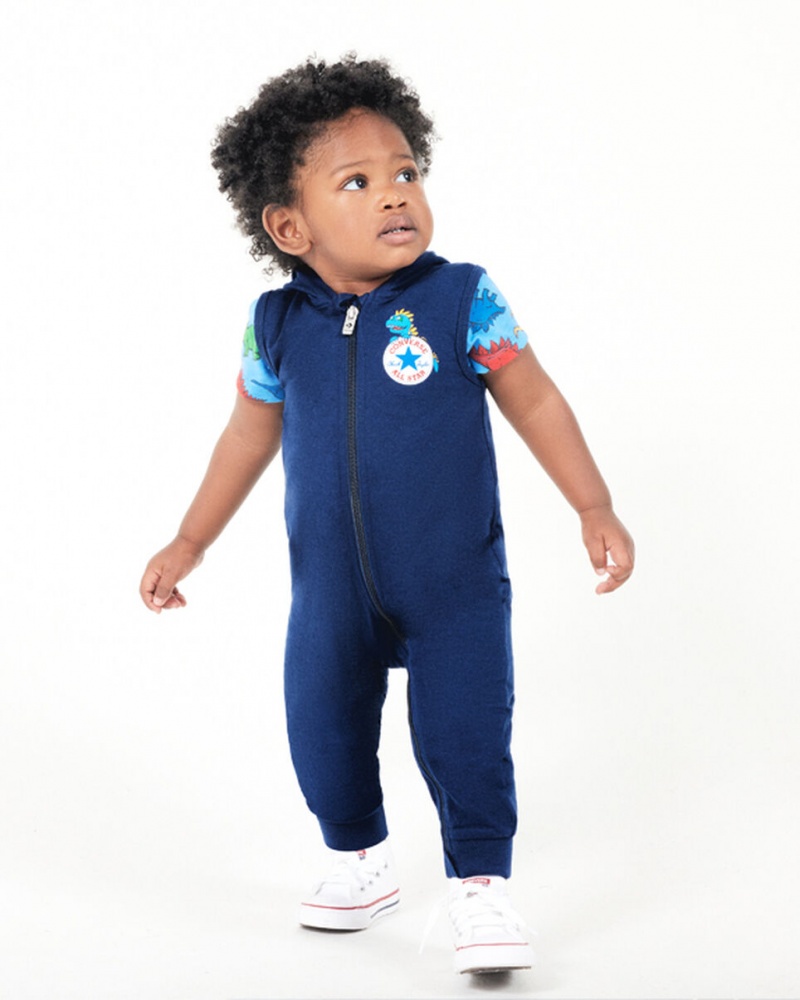 Converse Dino Explorer Csuklyás Coverall & Bodysuit Set Sötétkék | 435WTBGIQ