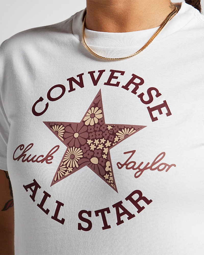 Converse Floral Patch T-Shirt Fehér | 849SYTJMR