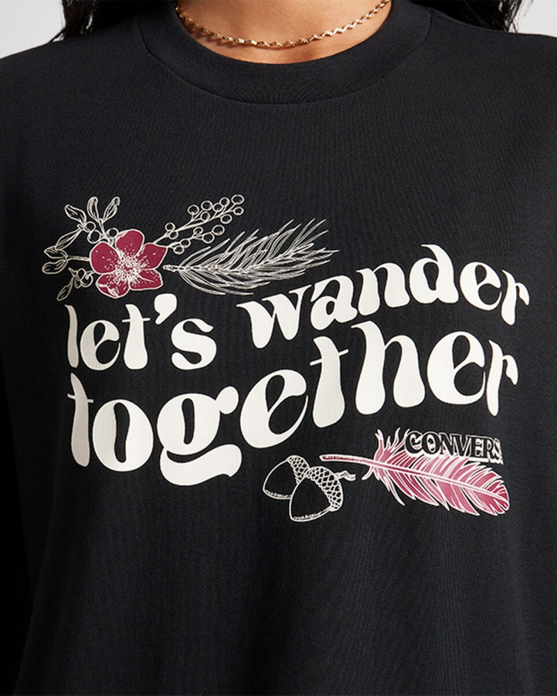 Converse Let's Wander Together Long Sleeve T-Shirt Fekete | 470YAPIBU