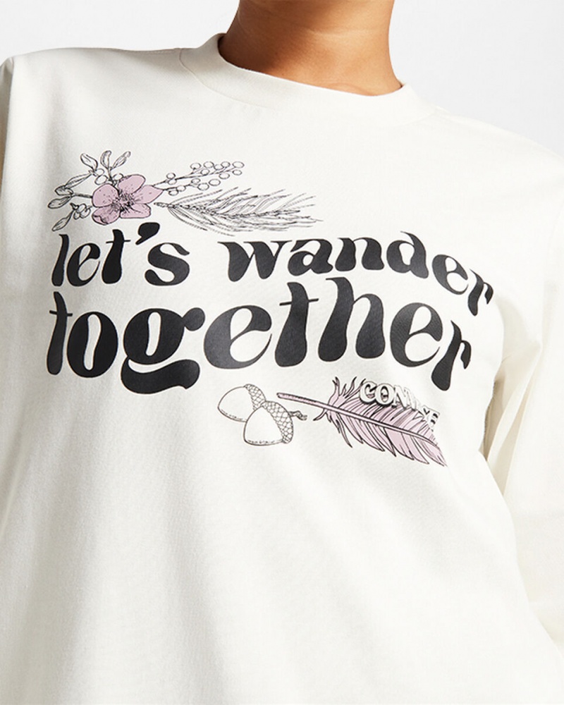 Converse Let's Wander Together Long Sleeve T-Shirt Egret | 294ZKWESH