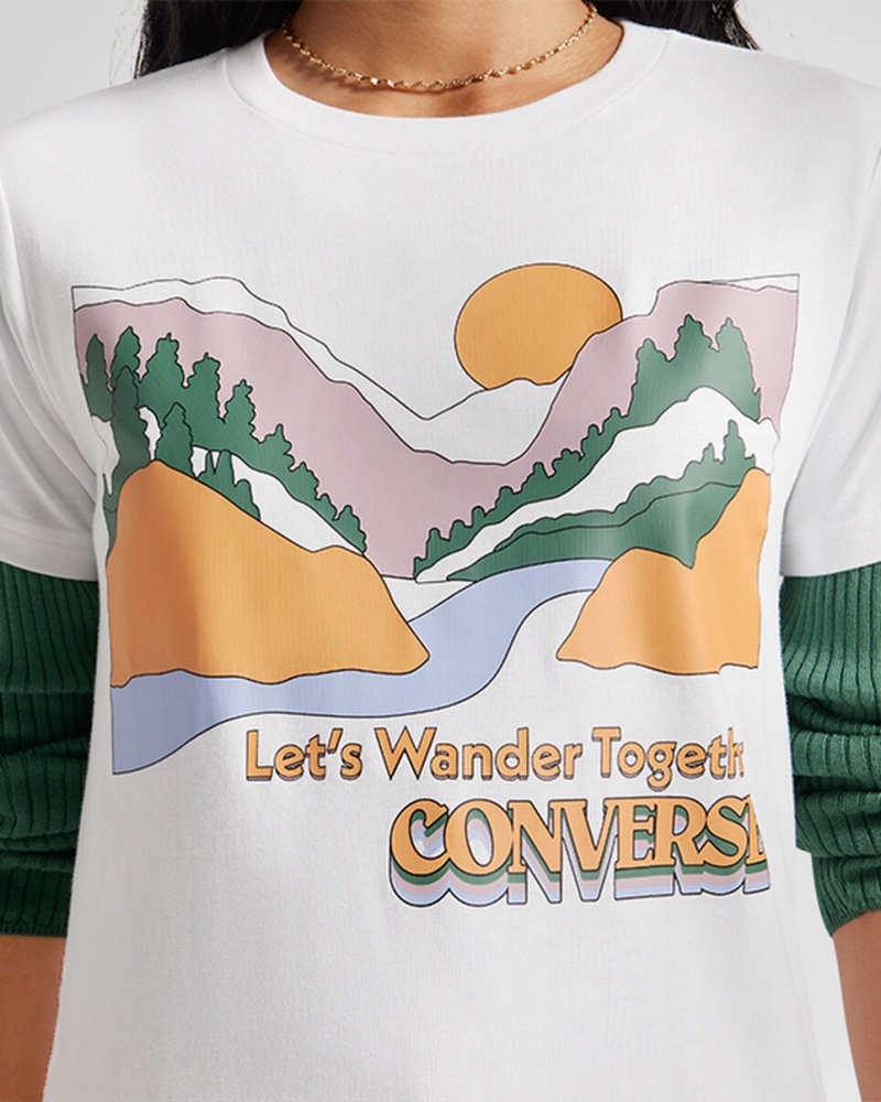 Converse Outdoor Art T-Shirt Fehér | 910TEVMNO